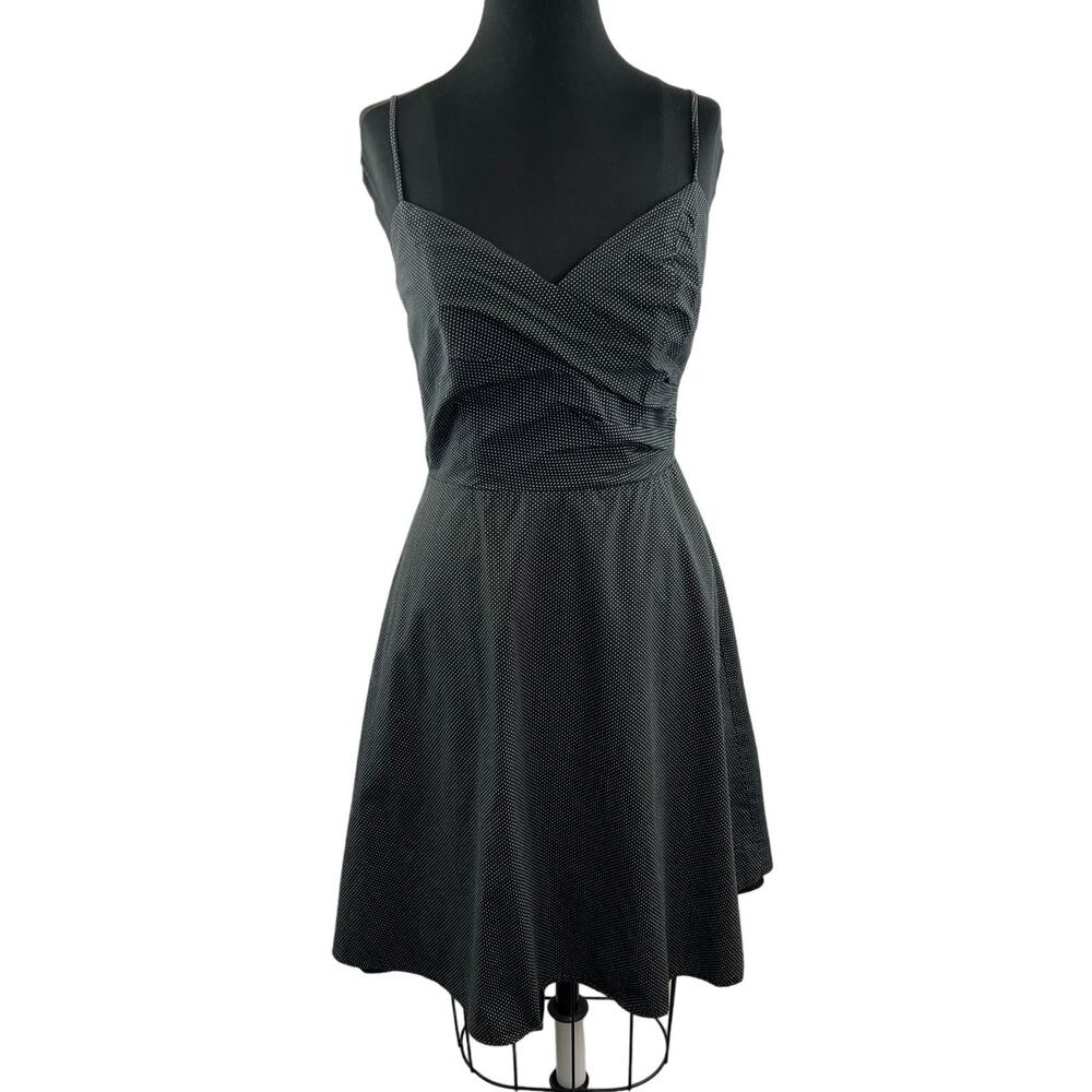 A.B.S. By Allen Schwartz Black White Dress Polka Dot Sweetheart Neck Zipper Sz 8